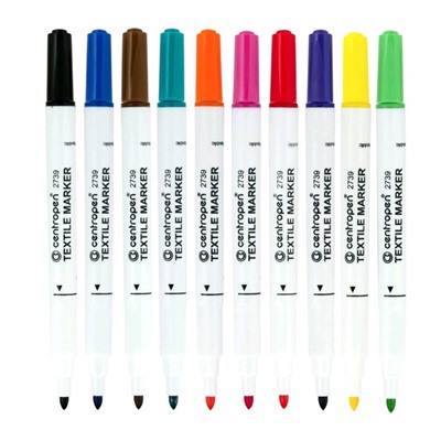 Набор маркеров для ткани 10 цветов 3.9 мм Centropen 2739, линия 1,8 мм