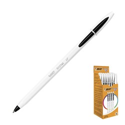 Ручка шариковая BIC Round Stic, узел 1.2 мм, среднее письмо, чернила чёрные, экономичный расход чернил, белый корпус