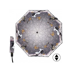 Зонт женский ТриСлона-880/1/L 3880,  R=55см,  суперавт;  8спиц,  3слож,  серый  (Кошки и бабочки)  207573