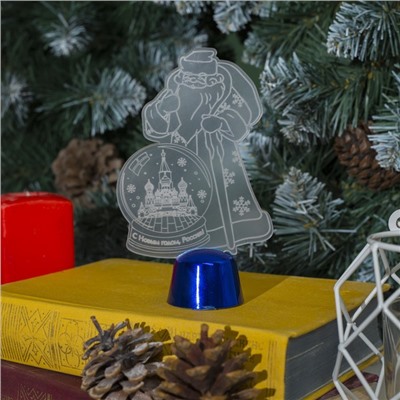 Подставка световая "Дед Мороз, Москва", 14.5х9 см, (батарейки в компл.), 1 LED, RGB микс