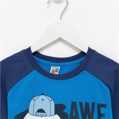Комплект для мальчика (футболка, шорты), цвет голубой/тёмно-синий, рост 128 см