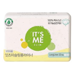 IT'S ME Прокладки женские гигиенические ежедневные / Slim Organic Cotton Pads Long Liner, 180 мм, 1 капля, 20 шт.