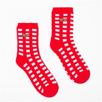 Носки детские махровые, цвет красный/белый, размер 14