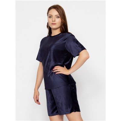 CWXW 90059-41 Комплект женский (футболка, шорты),темно-синий