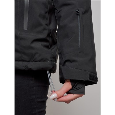 Горнолыжная куртка женская зимняя черного цвета 2002Ch