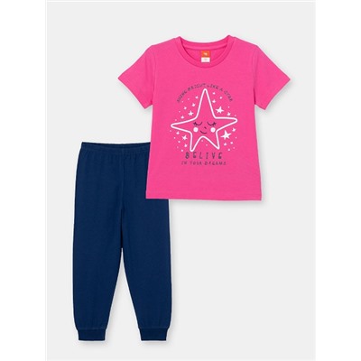 CSKG 50059-46 Комплект для девочки (футболка, брюки), циклама