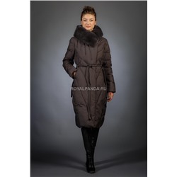 Женская куртка зимняя F9265 серо-коричневый натуральный мех