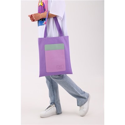 Сумка шоппер с карманом"NO limits", фиолетовый цвет, 40*35см