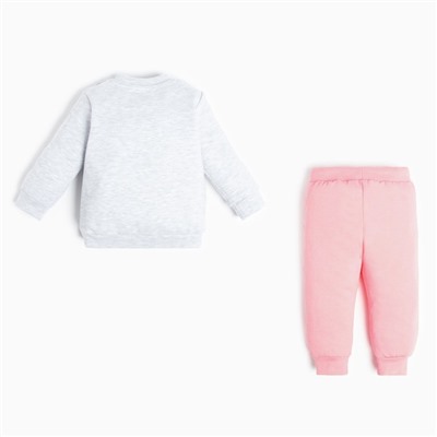 Комплект: джемпер и брюки Крошка Я "Princess", рост 68-74 см, цвет серый/розовый