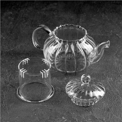 Чайник заварочный со стеклянной крышкой и ситом Доляна «Диана», 400 мл