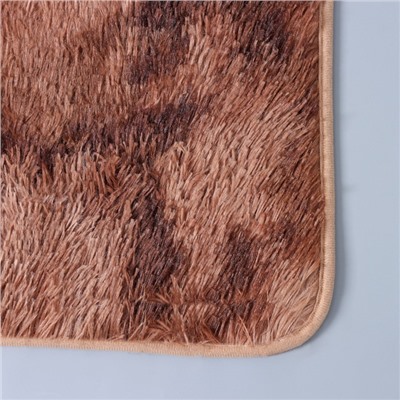 Набор ковриков для ванной и туалета Доляна «Пушистик», 2 шт: 38×40, 40×60 см, цвет бежево-коричневый