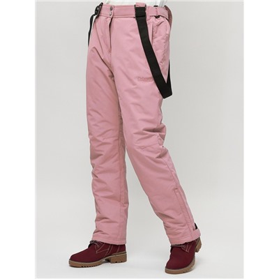 Полукомбинезон брюки горнолыжные женские big size розового цвета 66413R