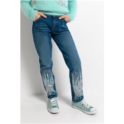 Брюки джинсовые (утепленные) детские для девочек Tercia синий