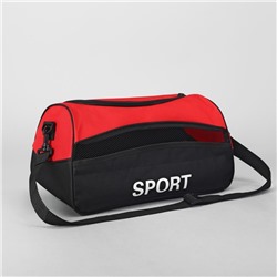 Сумка спортивная на молнии, наружный карман, с ручкой, длинный ремень, цвет красный/чёрный