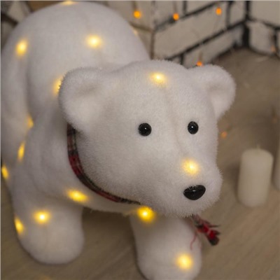 Фигура световая "Белый мишка", 37 LED, 45х20х25 см, фиксинг, от батар. (не в компл)
