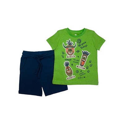 CSKB 90101-37-318 Комплект для мальчика (футболка, шорты),зеленый