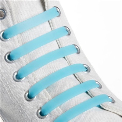 Набор шнурков для обуви, 6 шт, силиконовые, плоские, светящиеся в темноте, 13 мм, 9 см, цвет голубой