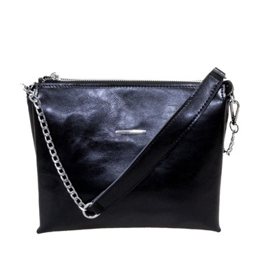 Стильная женская сумочка на три отделения Crels_Elone из натуральной кожи черного цвета.