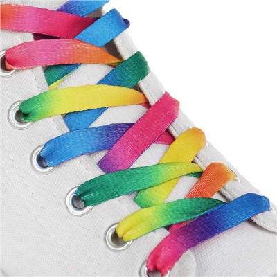 Шнурки для обуви, пара, плоские, 8 мм, 110 см, цвет «радужный»
