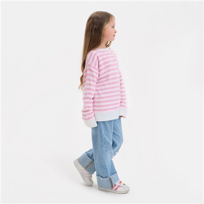 Джемпер для девочки KAFTAN, цвет белый/розовый, размер 30 (98-104 см)