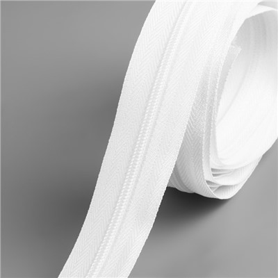 Набор: рулонная молния «Спираль» №3, 3 м, 5 бегунков, цвет белый