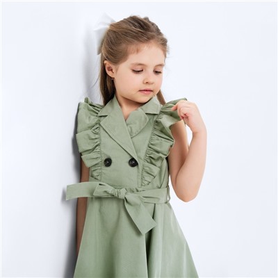 Платье детское двубортное KAFTAN, размер 30 (98-104 см), цвет оливковый