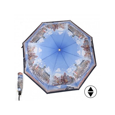 Зонт женский ТриСлона-L 3844 А,  R=58см,  суперавт;  8спиц,  3слож,  набивной,  "Эпонж",  Амстердам 235267