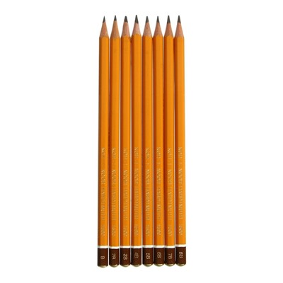 Набор карандашей чернографитных 8 штук, Koh-i-Noor 1500 В-B8, в пакете с европодвесом