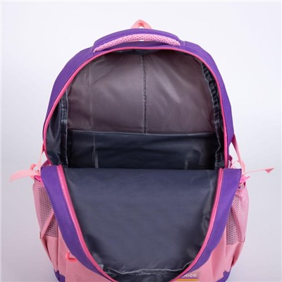 Рюкзак, отдел на молнии, 4 наружных кармана, 2 боковых кармана, цвет фиолетовый/розовый