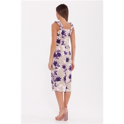 Платье 818 Фиолетовые тюльпаны/Бежевый