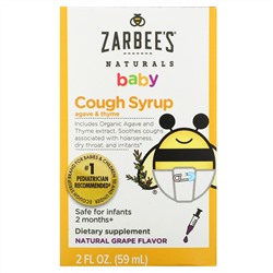 Zarbee's, Baby, Cough Syrup, Agave & Thyme, Natural Grape Flavor, 2 fl oz (59 ml)