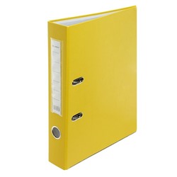 Папка-регистратор А4, 50 мм, Lamark, полипропилен, металлическая окантовка, карман на корешок, собранная, жёлтая