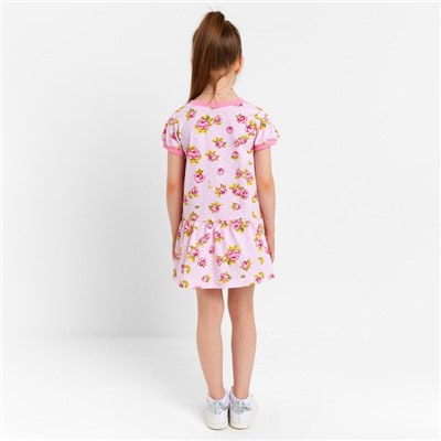 Платье для девочки, цвет розовый/розочки, рост 116 см