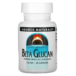 Source Naturals, Бета-глюкан (Beta Glucan), 100 мг, 30 капсул