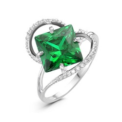 Серебряное кольцо с фианитом зеленого цвета - 025 - распродажа