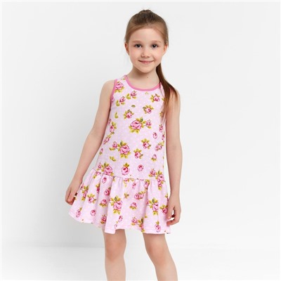 Платье для девочки, цвет розовый/розочки, рост 98 см