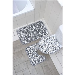 Набор ковриков для ванной и туалета Доляна «Галька», 3 шт: 40×45, 40×50, 50×80 см