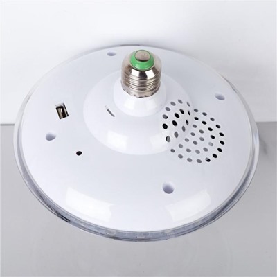Световой прибор "Хрустальный шар", Е27, LED-42-220V, 2 динамика, Bluetooth, БЕЛЫЙ