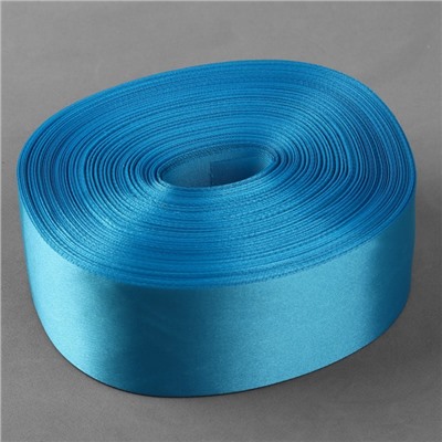 Лента атласная, 50 мм × 100 ± 5 м, цвет ярко-голубой