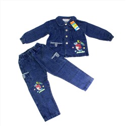 Рост 80-85. Стильный детский комплект Fensor из плотной джинсовой ткани с оригинальным принтом.
