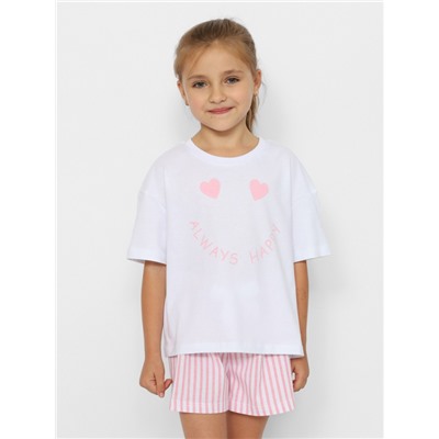 CWJG 50153-20 Комплект для девочки (футболка, шорты),белый