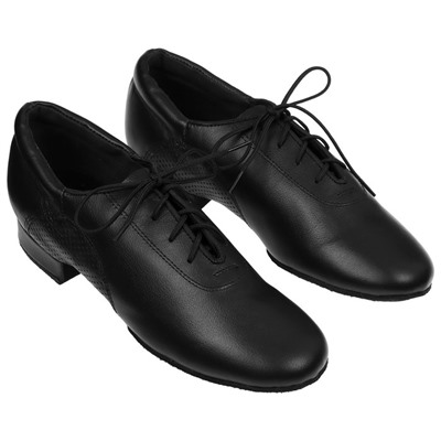 Туфли танцевальные для мужского стандарта, модель 25010, натуральная кожа, цвет чёрный, размер 34,5