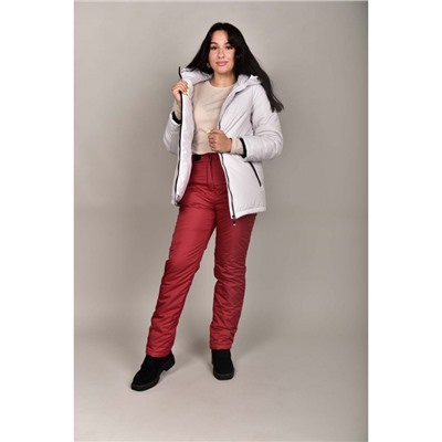 Костюм утепленный женский (белая куртка , красные брюки)