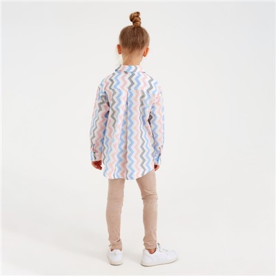 Рубашка для девочки MINAKU: Cotton Collection цвет белый, рост 116