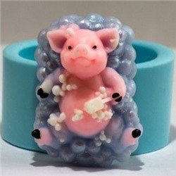 Силиконовая форма для мыла - 3D - Свинка в пене