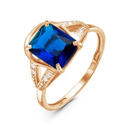Позолоченное кольцо с синим фианитом 693 - п
