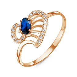 Позолоченное кольцо с фианитом синего цвета 228 - п