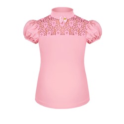 Розовая школьная водолазка с коротким рукавом для девочки 71673-ДШ19