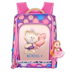 Школьный Рюкзак Across с мишкой и шариками розово-фиолетовый ACR19-HK-09