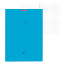 Тетрадь А4, 48 листов в клетку ErichKrause "Классика Neon", обложка мелованный картон, блок офсет, белизна 100%, голубая